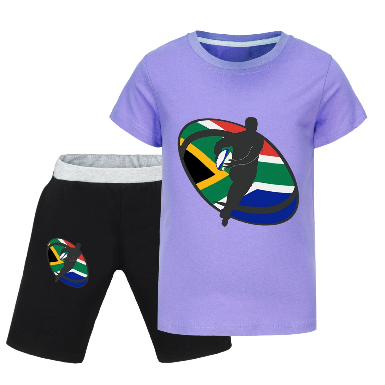Graphic Tee & Denim Shorts Set — 5807 Edition, Style 23 · Purple