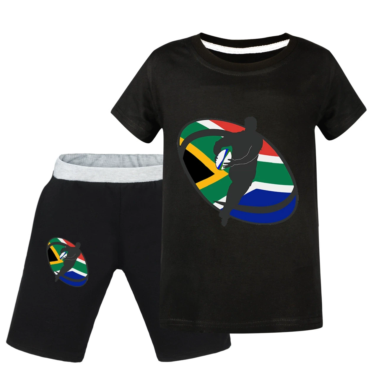 Graphic Tee & Denim Shorts Set — 5807 Edition, Style 25 · Black