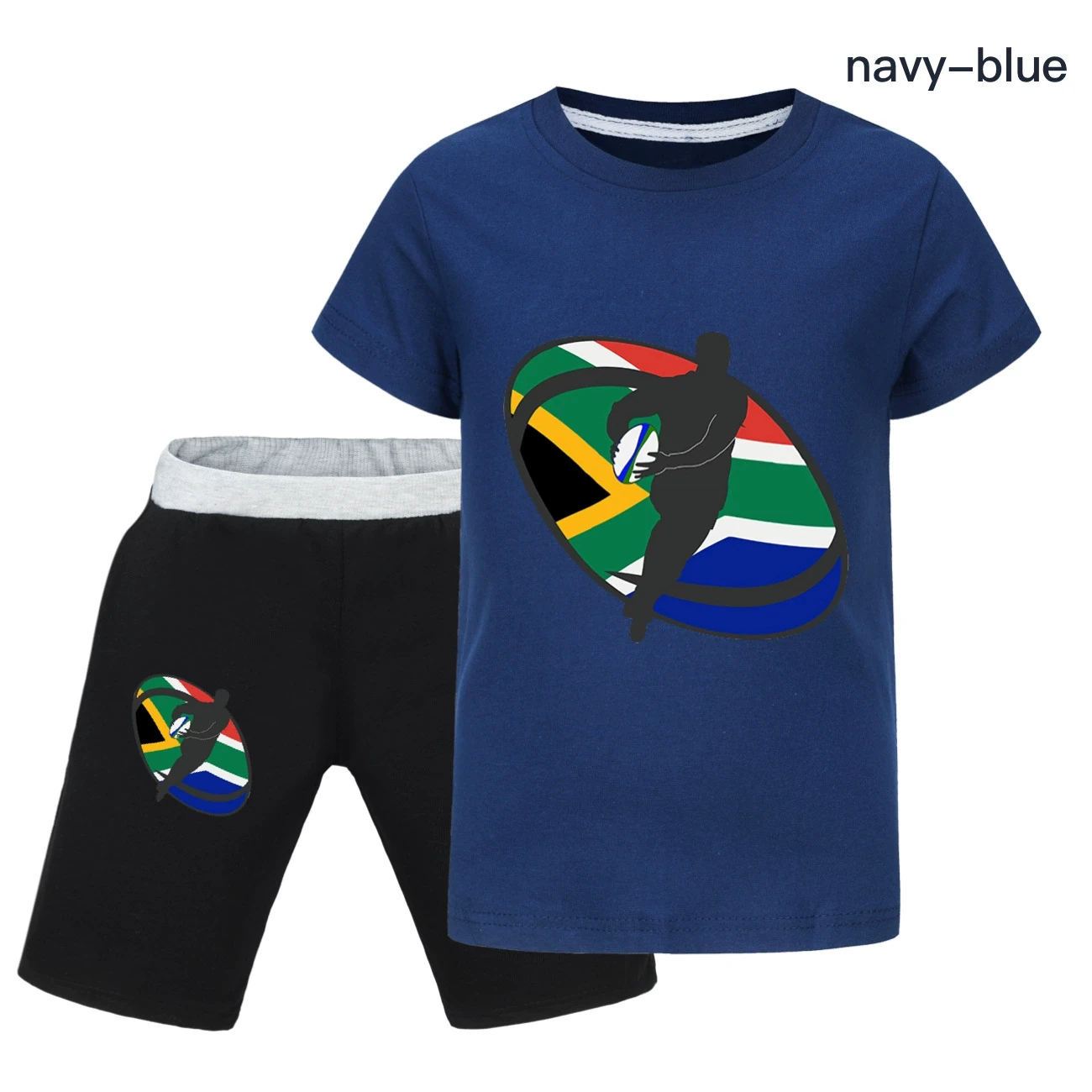Graphic Tee & Denim Shorts Set — 5807 Edition, Style 27 · Navy
