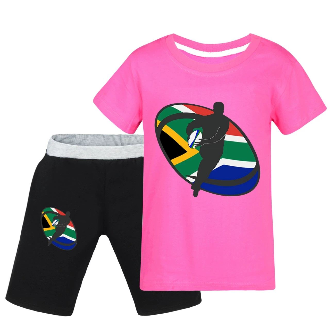 Graphic Tee & Denim Shorts Set — 5807 Edition, Style 30 · Rose