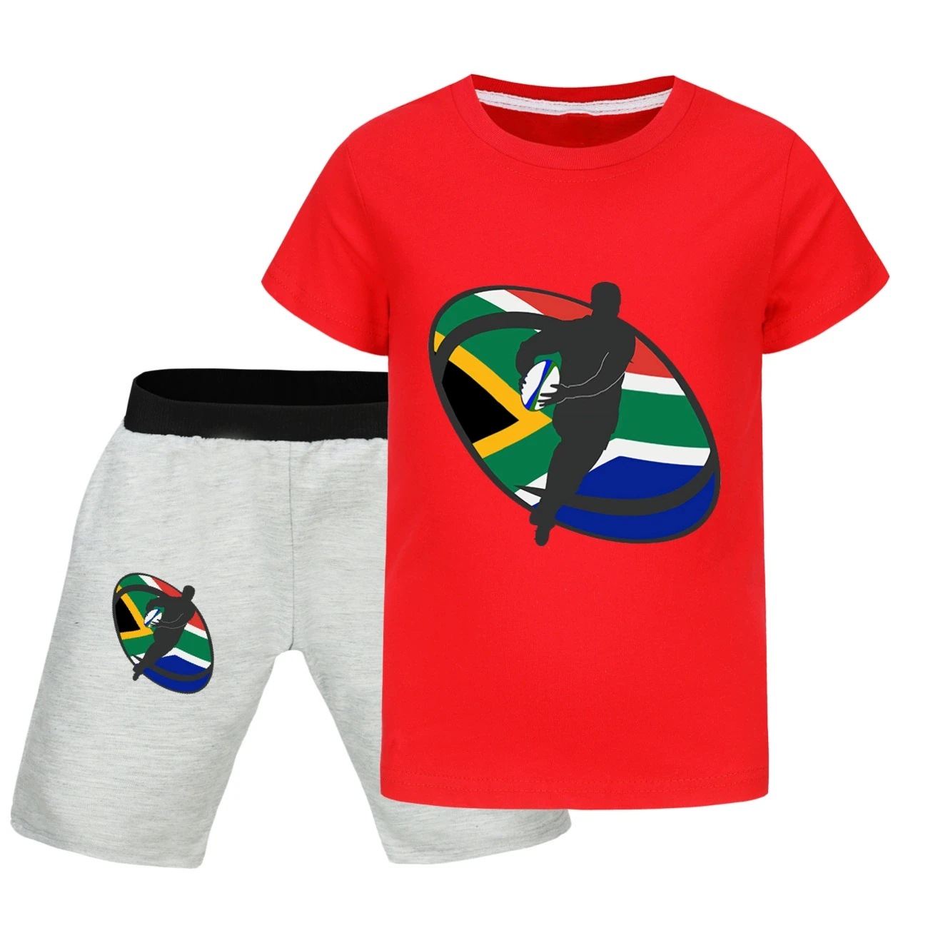 Graphic Tee & Denim Shorts Set — 5807 Edition, Style 33 · Red