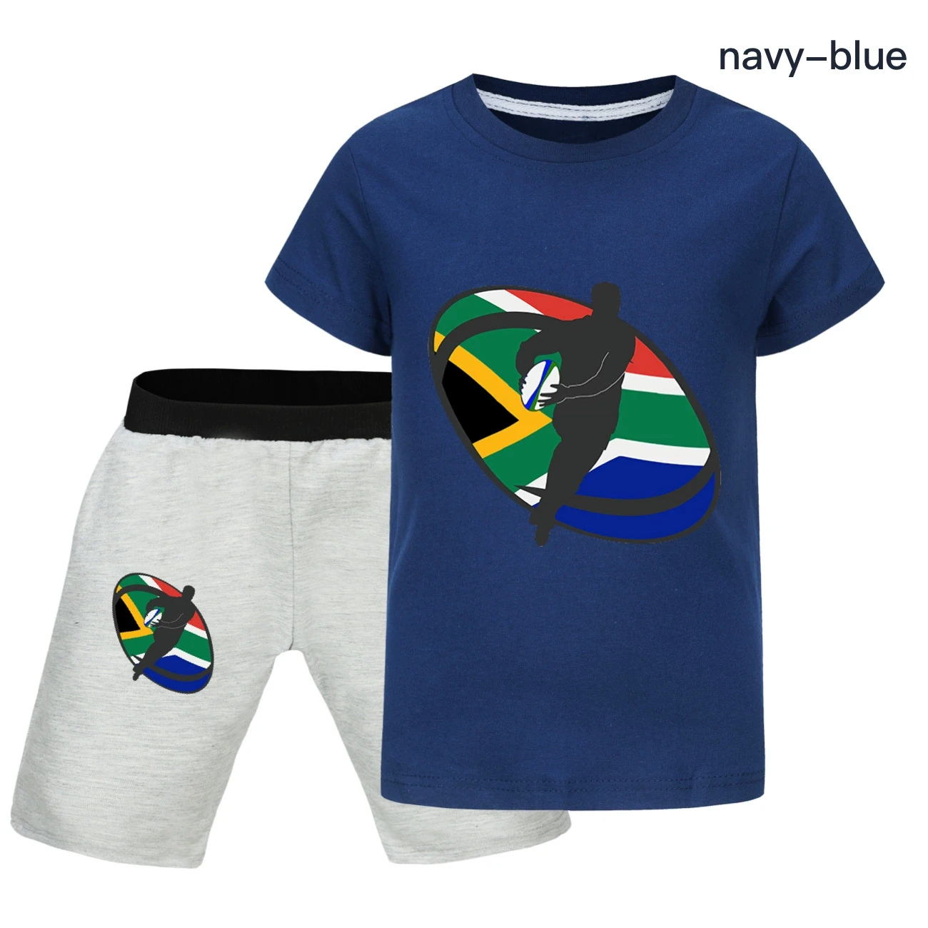 Graphic Tee & Denim Shorts Set — 5807 Edition, Style 37 · Navy