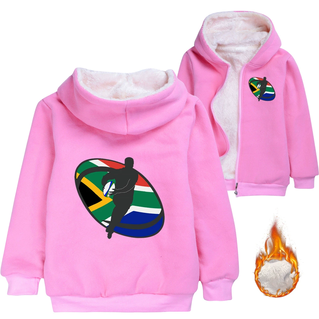 Warm-Lined Graphic Hoodie — 5807 Edition, Style 02 · Padded · Pink