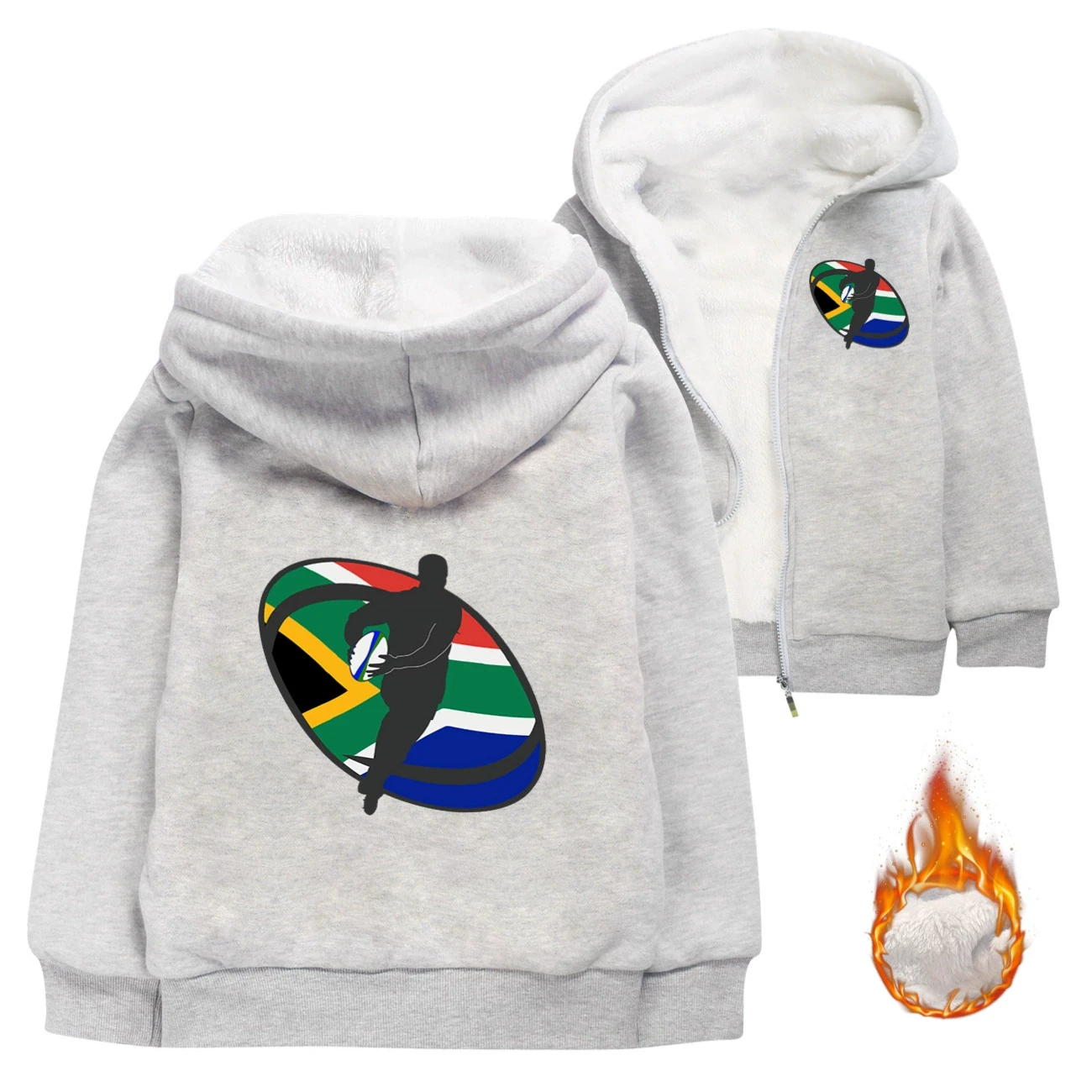 Warm-Lined Graphic Hoodie — 5807 Edition, Style 03 · Padded · Grey