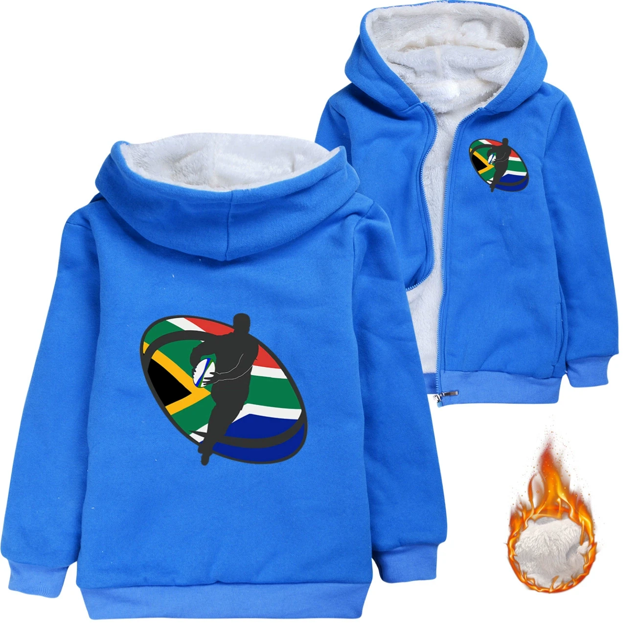 Warm-Lined Graphic Hoodie — 5807 Edition, Style 04 · Padded · Blue