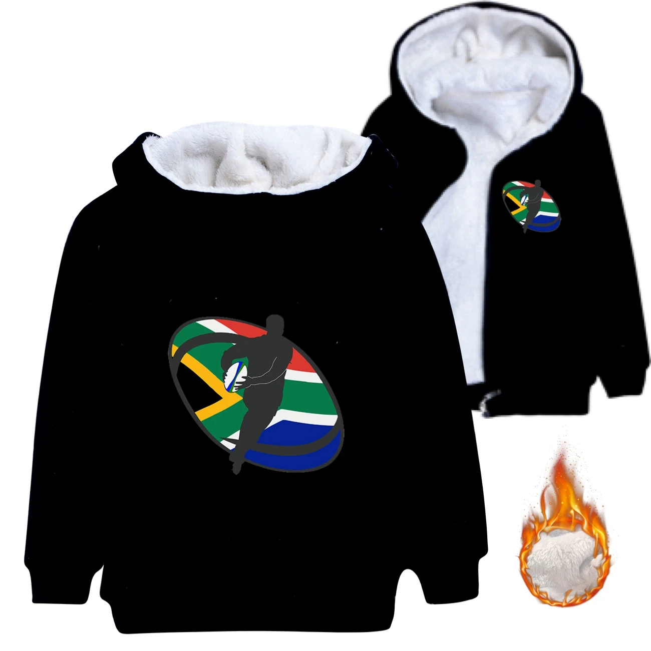 Warm-Lined Graphic Hoodie — 5807 Edition, Style 05 · Padded · Black