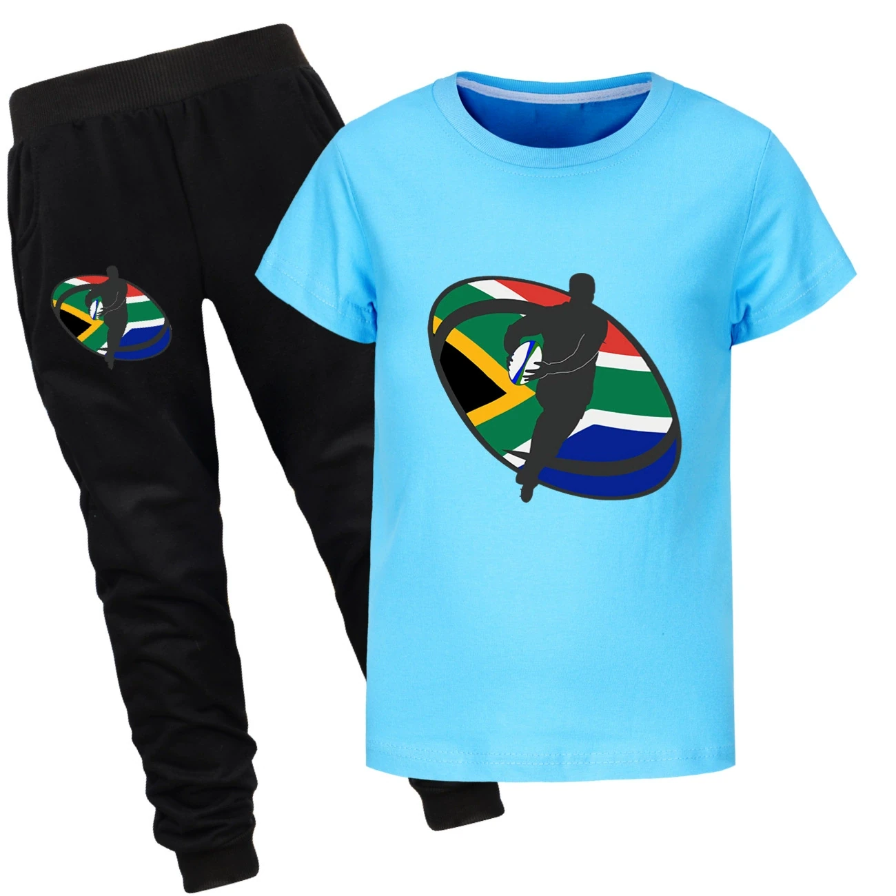 Graphic Tee & Jogger Set — 5807 Edition, Style 20 · Set · Light Blue