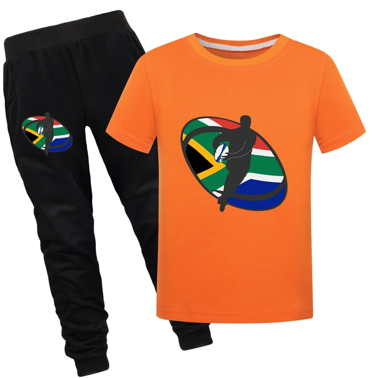 Graphic Tee & Jogger Set — 5807 Edition, Style 23 · Set · Orange