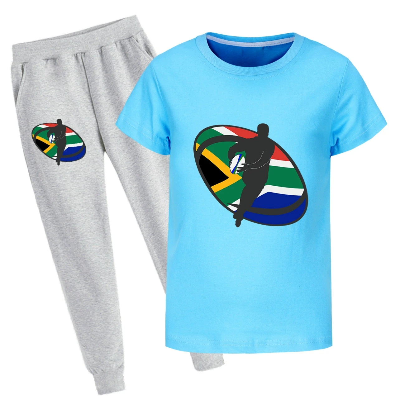 Graphic Tee & Jogger Set — 5807 Edition, Style 32 · Set · Light Blue