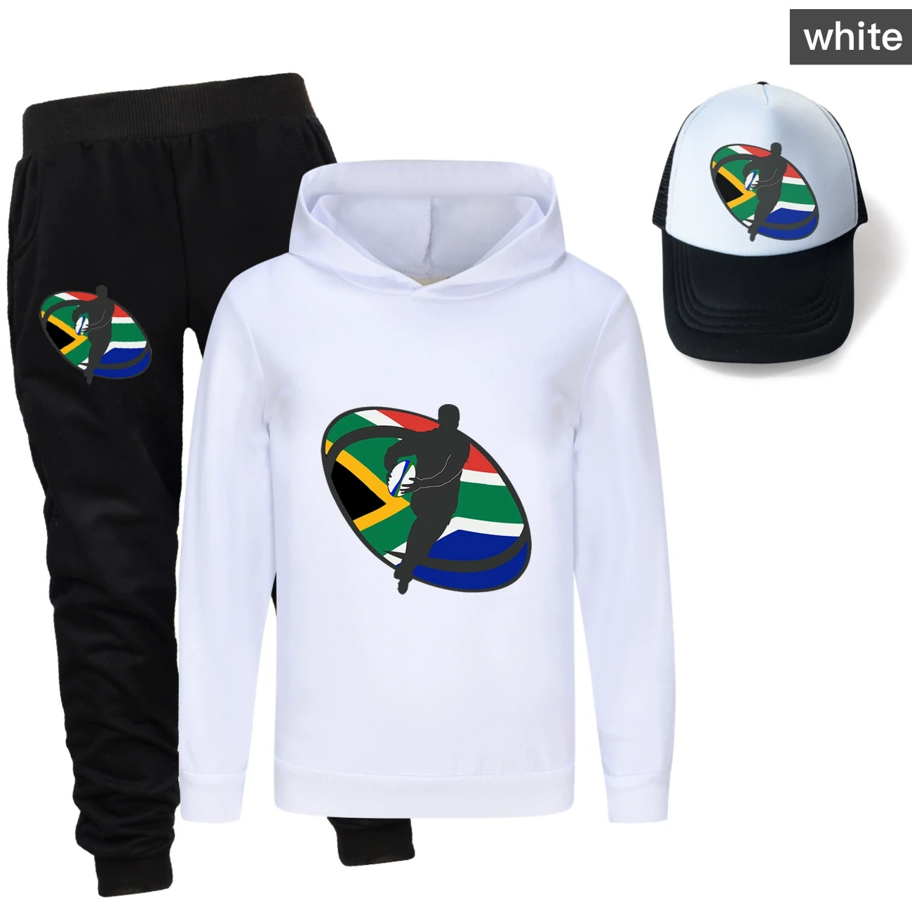 Three-Piece Hoodie, Jogger & Hat Set — 5807 Edition, Style 01 · White