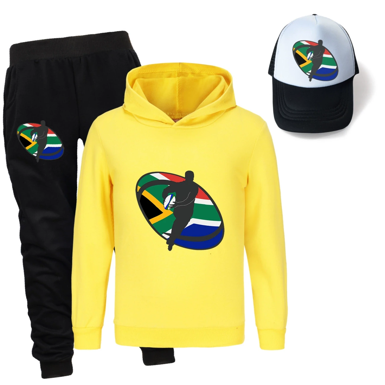 Three-Piece Hoodie, Jogger & Hat Set — 5807 Edition, Style 02 · Yellow