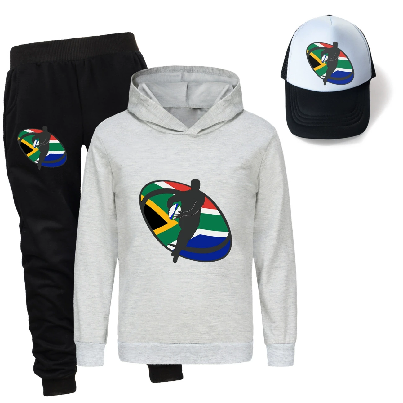 Three-Piece Hoodie, Jogger & Hat Set — 5807 Edition, Style 05 · Grey
