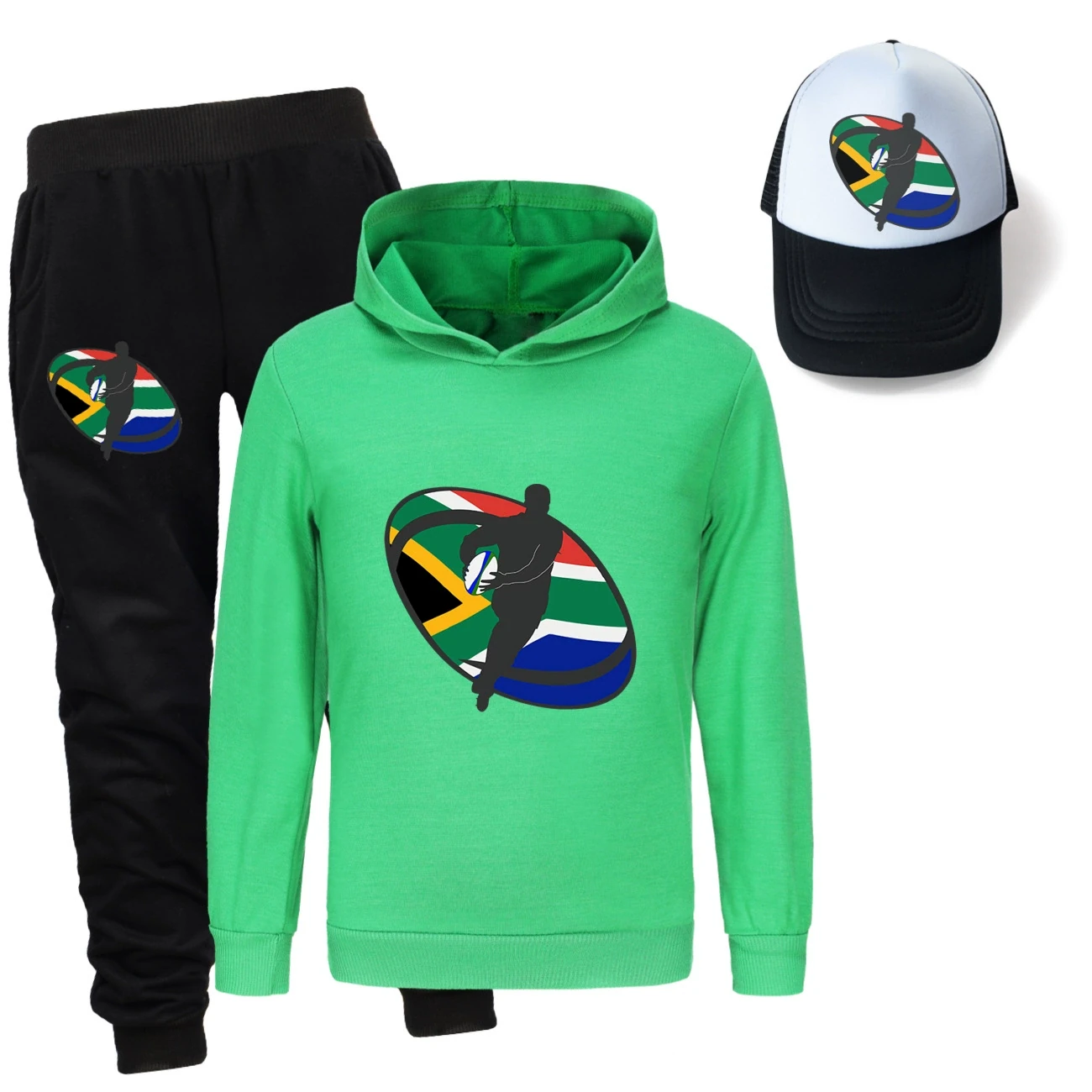 Three-Piece Hoodie, Jogger & Hat Set — 5807 Edition, Style 06 · Green