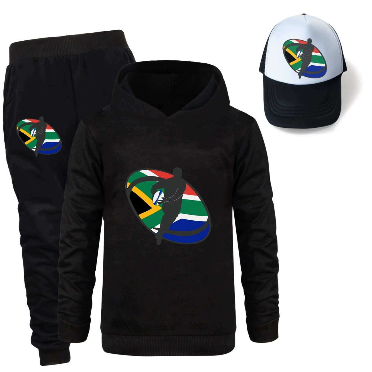 Three-Piece Hoodie, Jogger & Hat Set — 5807 Edition, Style 07 · Black