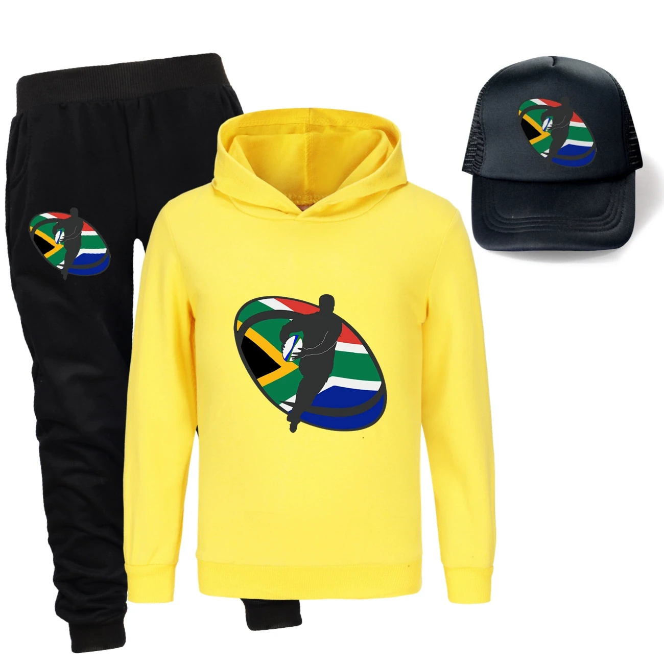 Three-Piece Hoodie, Jogger & Hat Set — 5807 Edition, Style 15 · Yellow