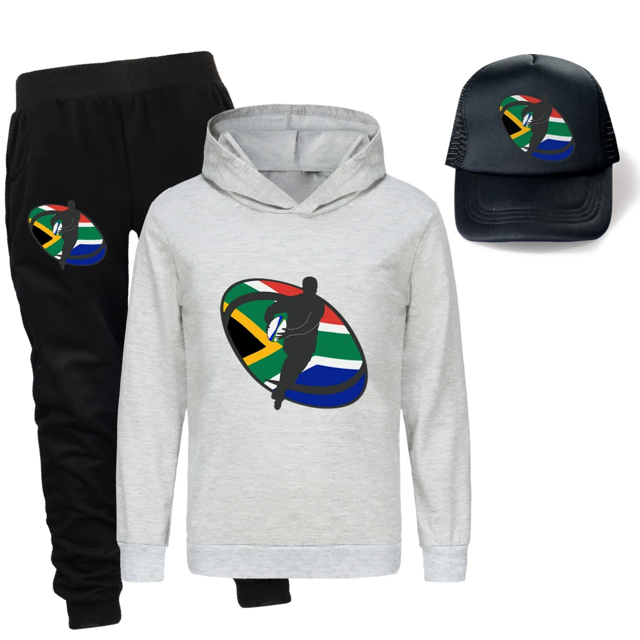 Three-Piece Hoodie, Jogger & Hat Set — 5807 Edition, Style 18 · Grey