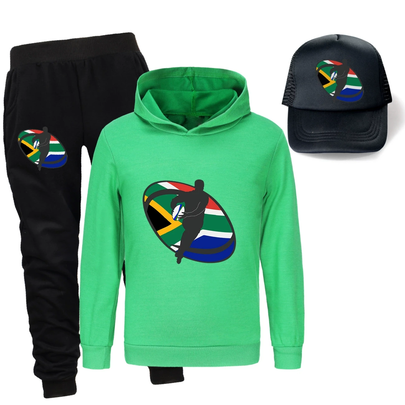 Three-Piece Hoodie, Jogger & Hat Set — 5807 Edition, Style 19 · Green