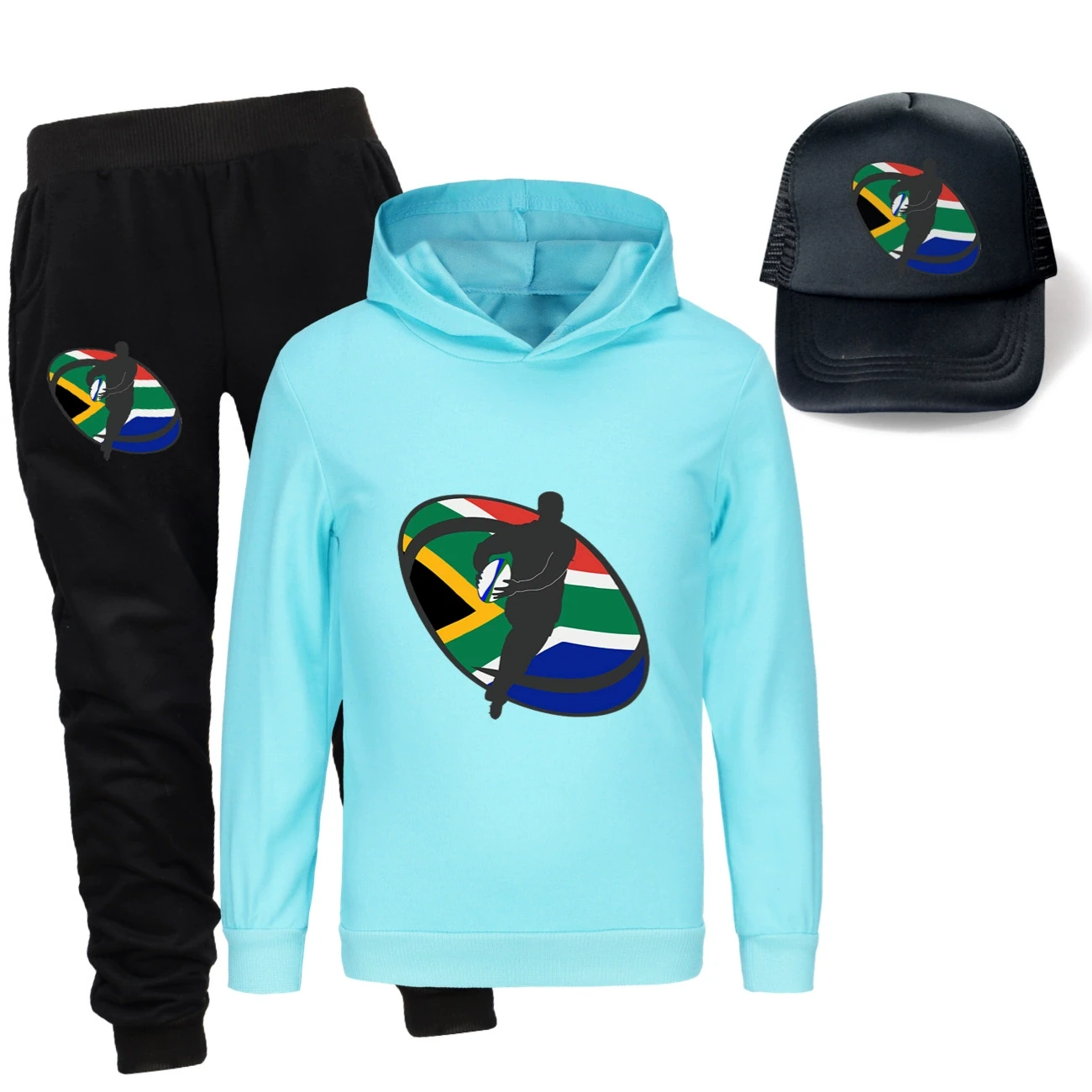 Three-Piece Hoodie, Jogger & Hat Set — 5807 Edition, Style 21 · Light Blue