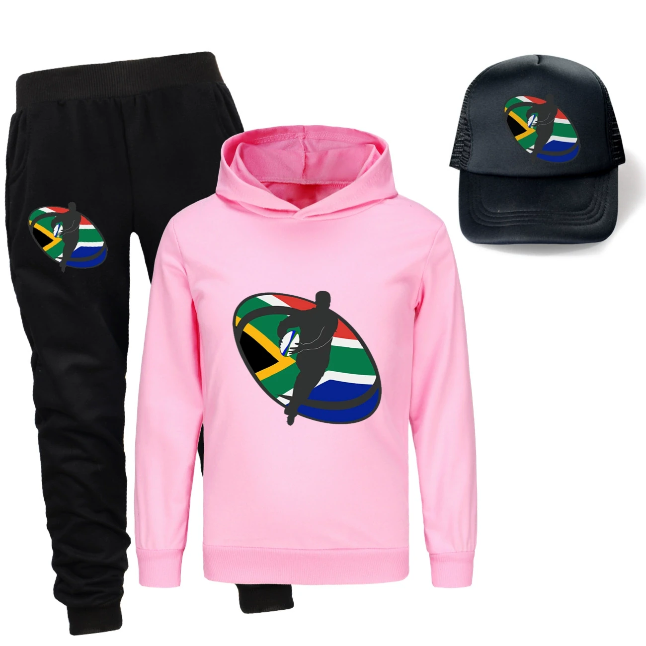 Three-Piece Hoodie, Jogger & Hat Set — 5807 Edition, Style 24 · Pink