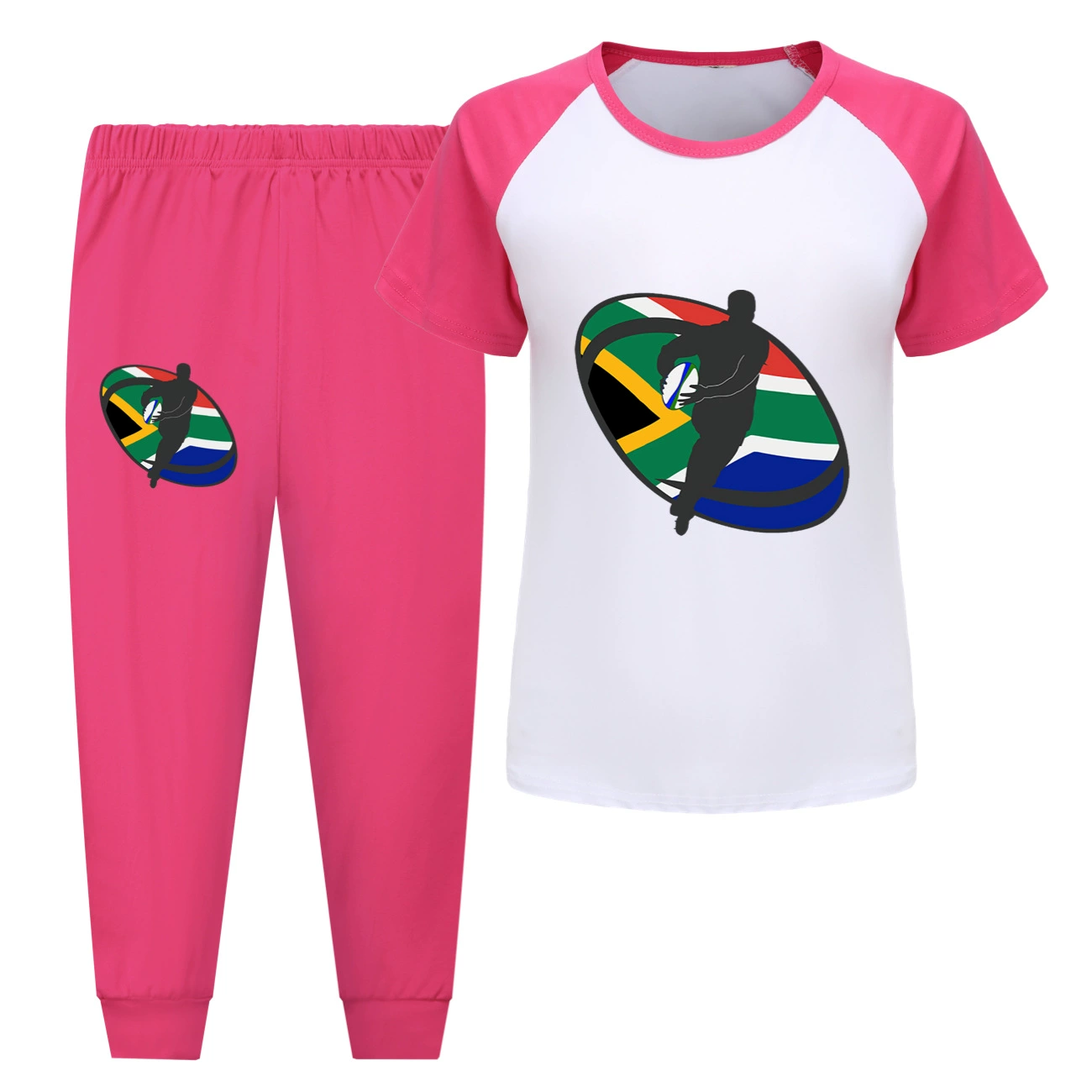 Rugby Graphic Active Play Set, Style 09 · Short Sleeve · Joggers · Rose