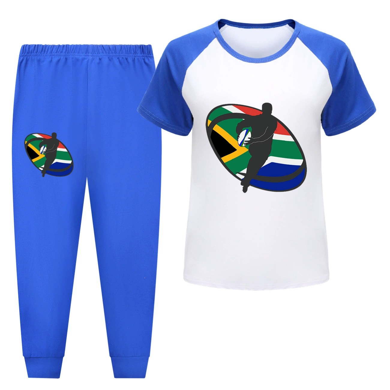 Rugby Graphic Active Play Set, Style 12 · Short Sleeve · Joggers · Blue