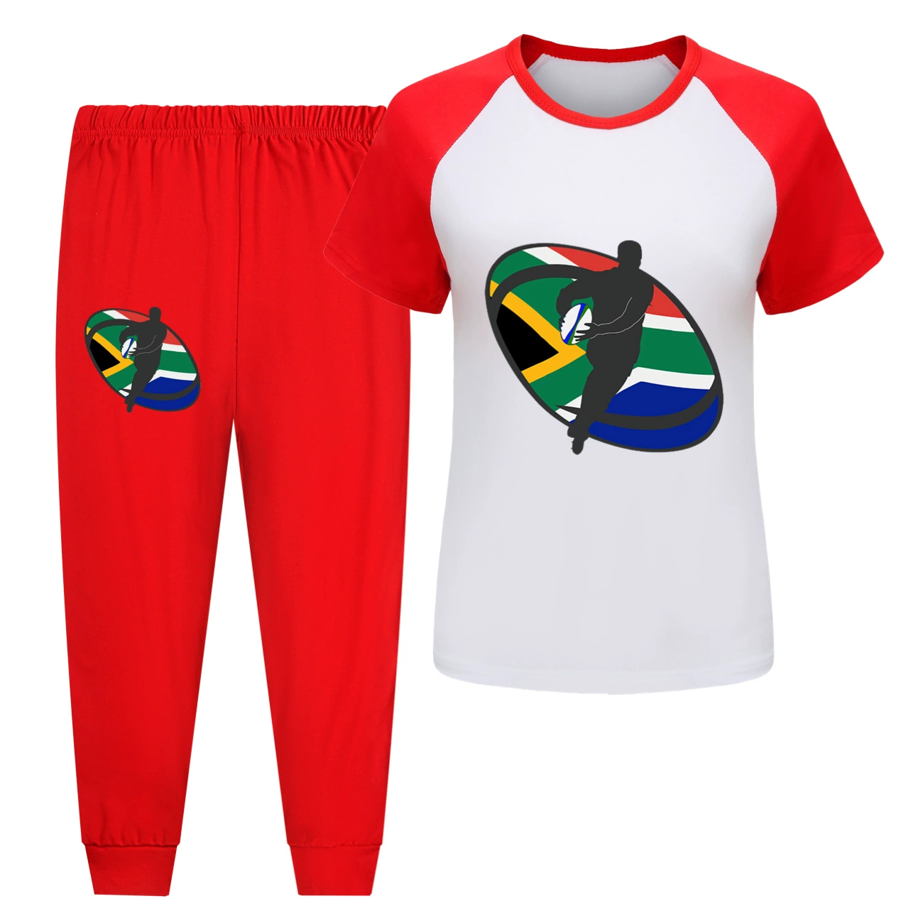 Rugby Graphic Active Play Set, Style 14 · Short Sleeve · Joggers · Red