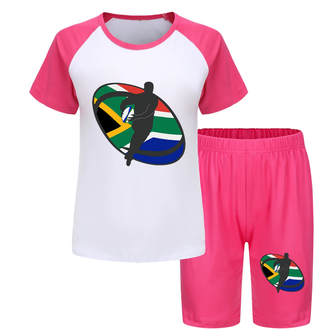 Rugby Graphic Active Play Set, Style 21 · Short Sleeve · Longline Shorts · Rose