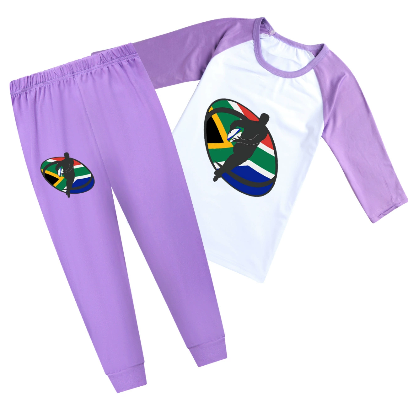 Rugby Graphic Active Play Set, Style 23 · Sleeved Tee · Joggers · Purple