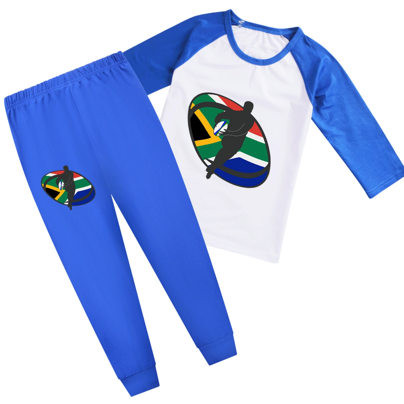 Rugby Graphic Active Play Set, Style 26 · Sleeved Tee · Joggers · Blue