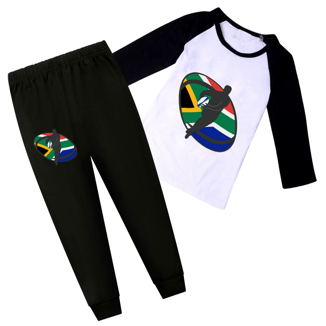 Rugby Graphic Active Play Set, Style 27 · Sleeved Tee · Joggers · Black
