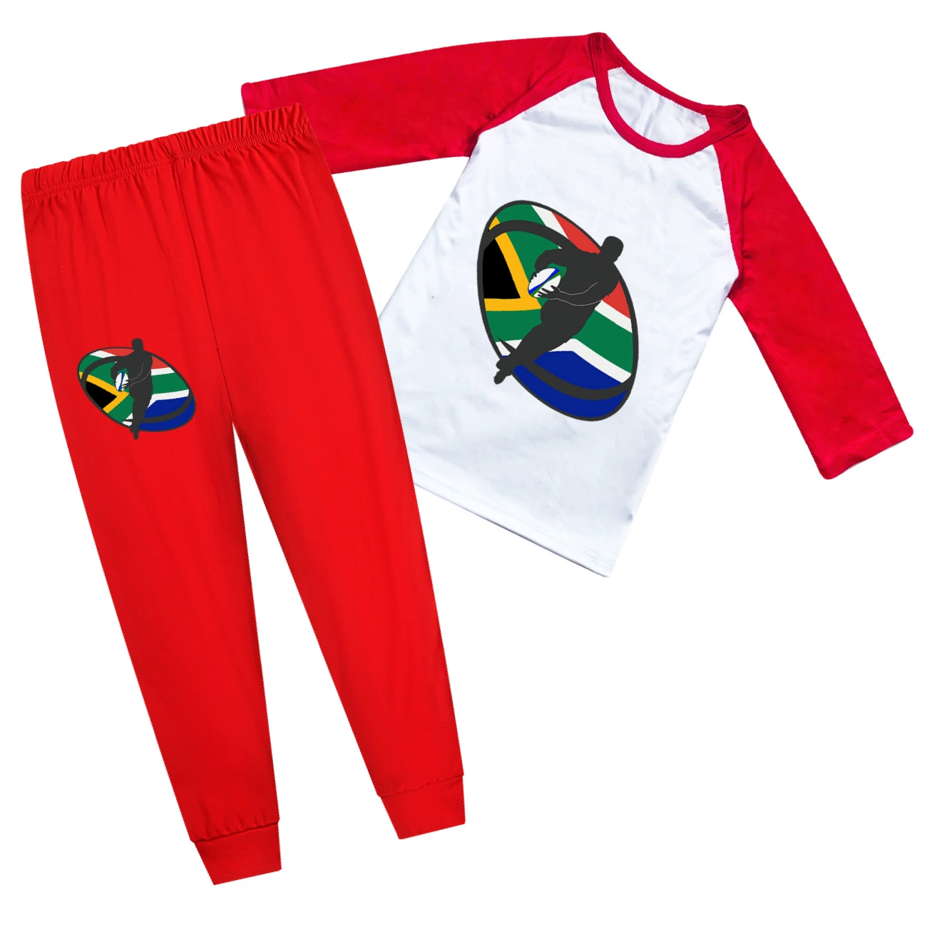 Rugby Graphic Active Play Set, Style 28 · Sleeved Tee · Joggers · Red