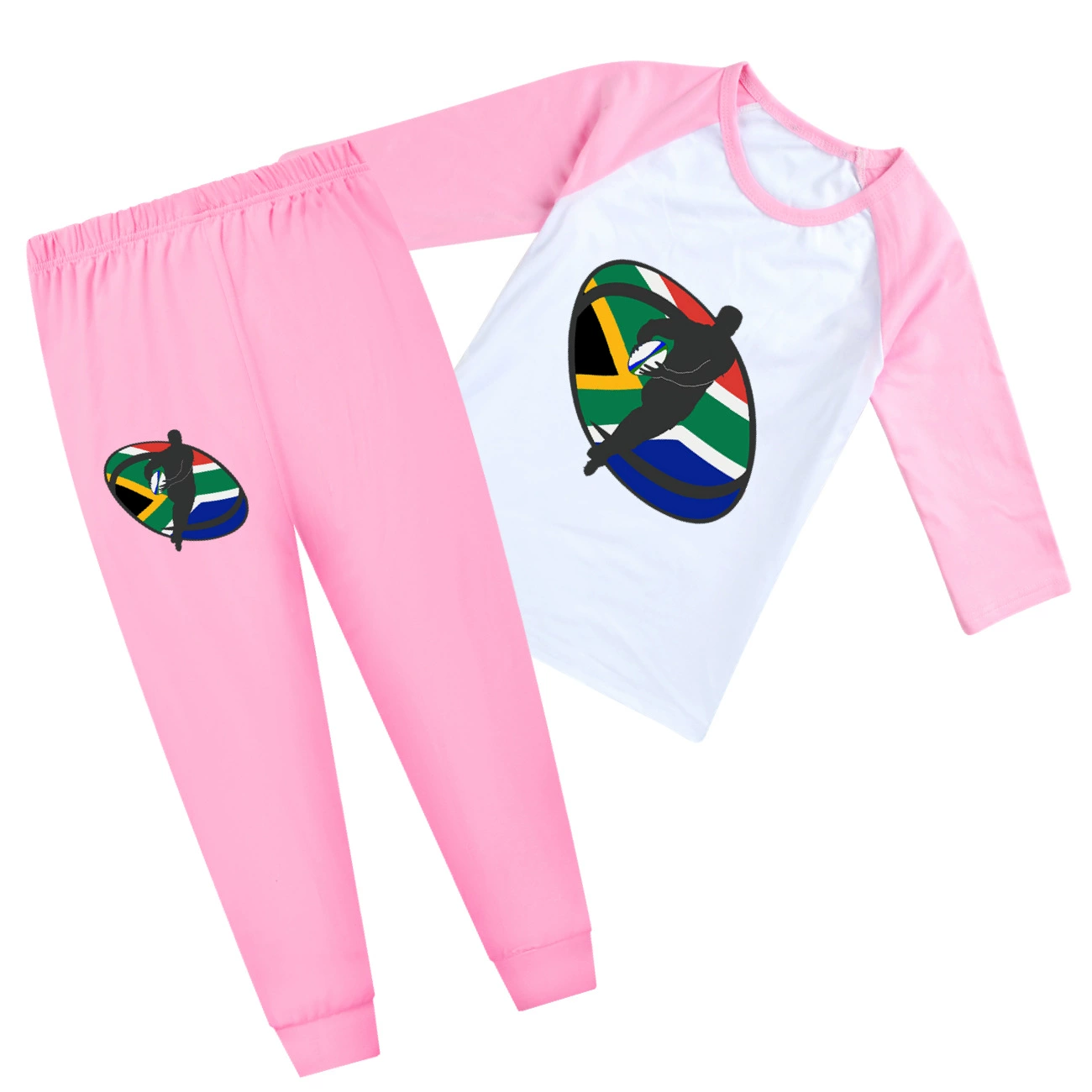 Rugby Graphic Active Play Set, Style 29 · Sleeved Tee · Joggers · Pink