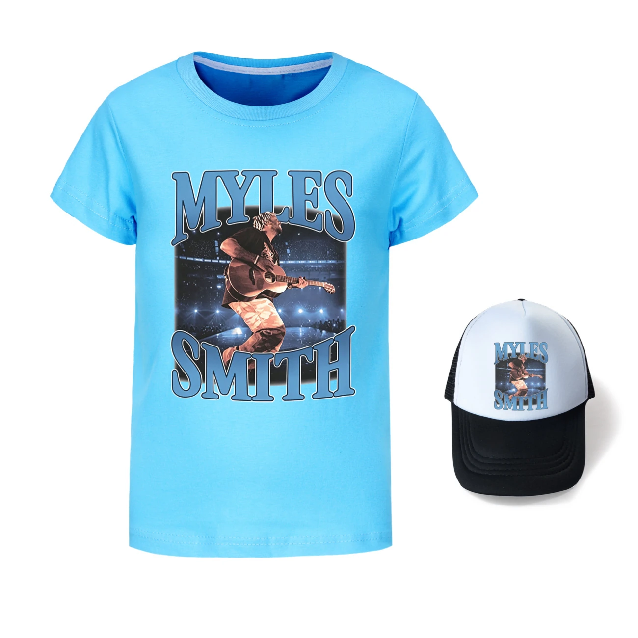 Graphic Tee & Sun Hat Set — 5808 Edition, Style 08 · Light Blue