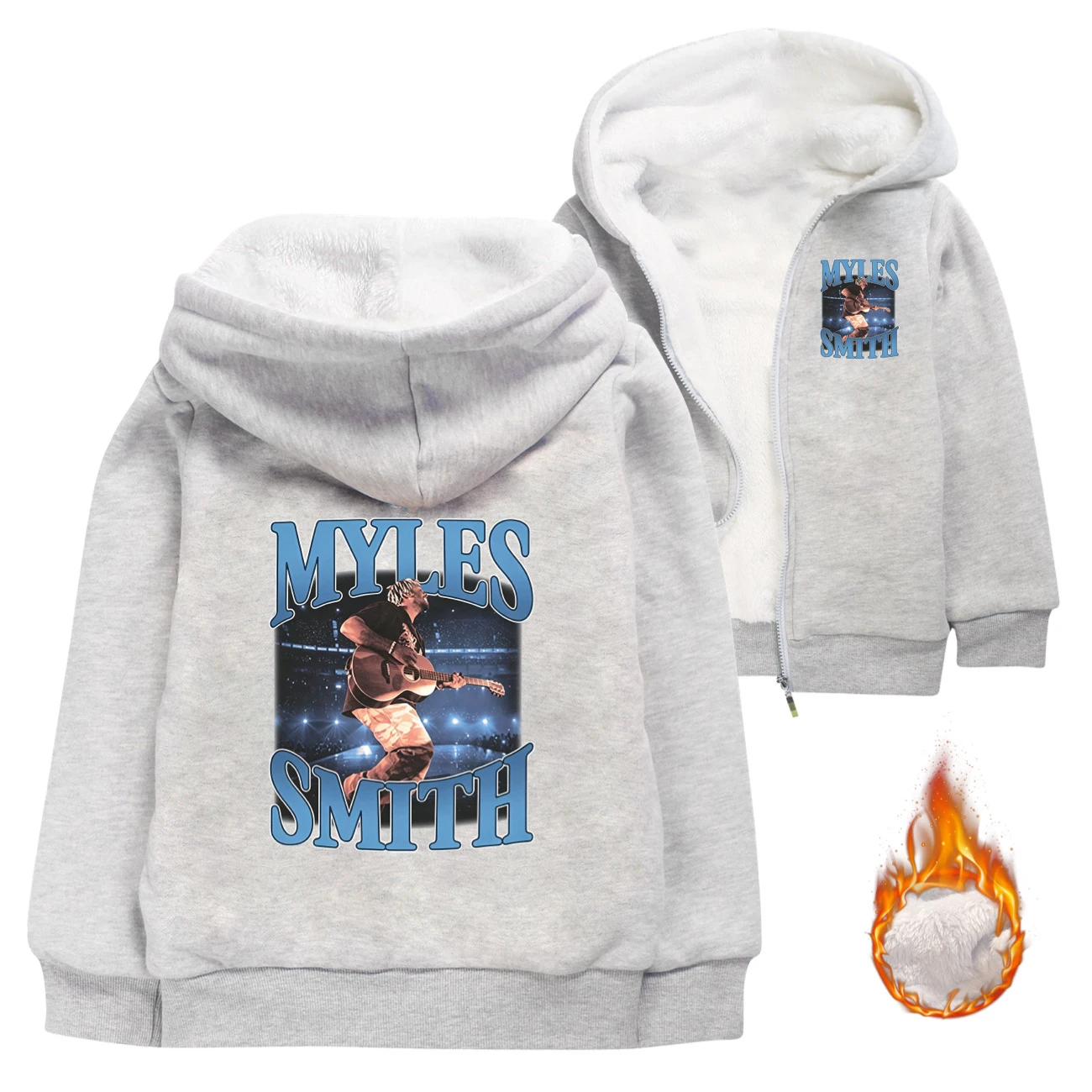 Warm-Lined Graphic Hoodie — 5808 Edition, Style 03 · Padded · Grey