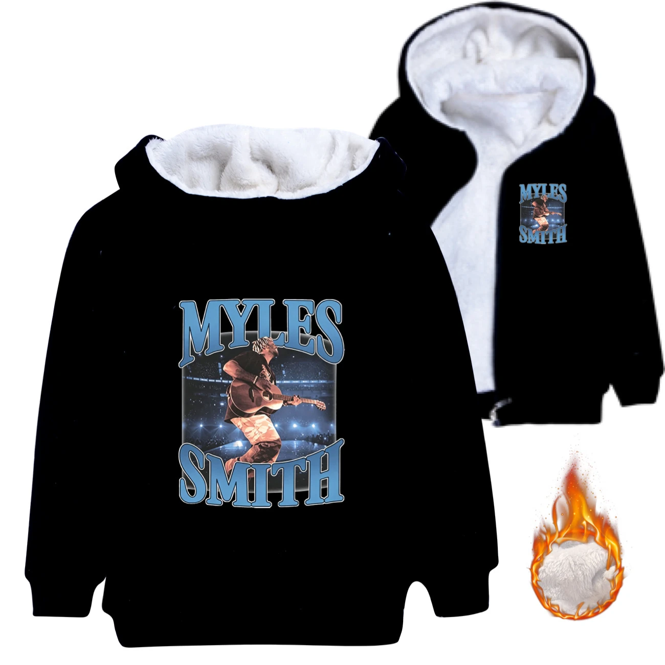 Warm-Lined Graphic Hoodie — 5808 Edition, Style 05 · Padded · Black