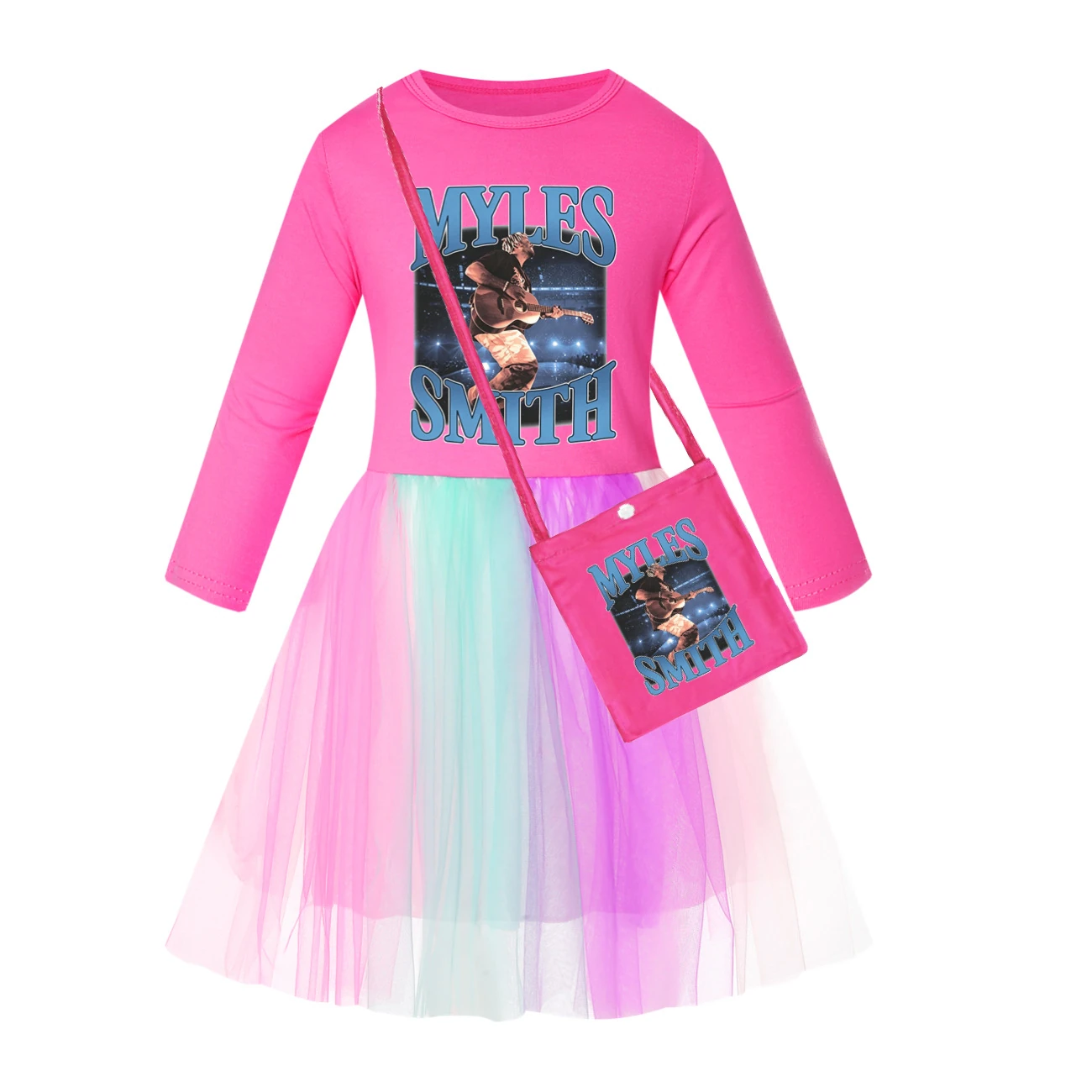 Rainbow Tulle Twirl Dress — 5808 Edition, Style 11 · Long Tulle · with Bag · Rose