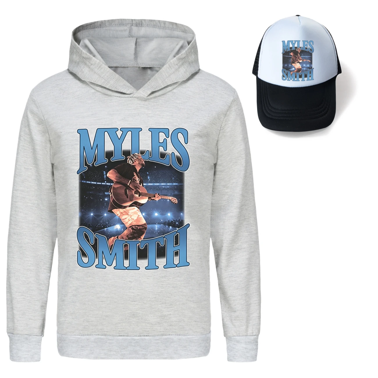 Graphic Hoodie & Sun Hat Set — 5808 Edition, Style 05 · Grey
