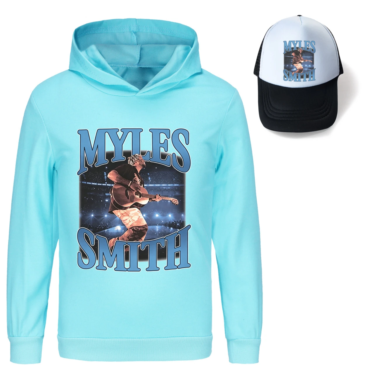 Graphic Hoodie & Sun Hat Set — 5808 Edition, Style 08 · Light Blue