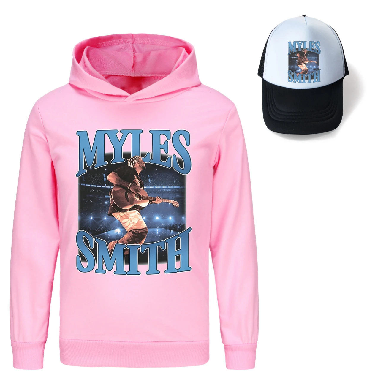Graphic Hoodie & Sun Hat Set — 5808 Edition, Style 11 · Pink