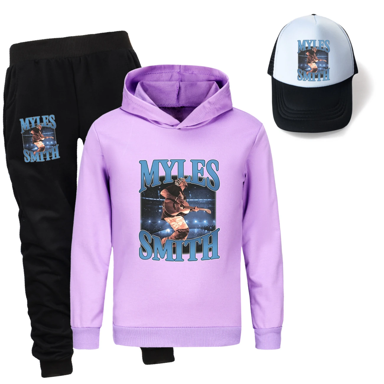 Three-Piece Hoodie, Jogger & Hat Set — 5808 Edition, Style 04 · Purple