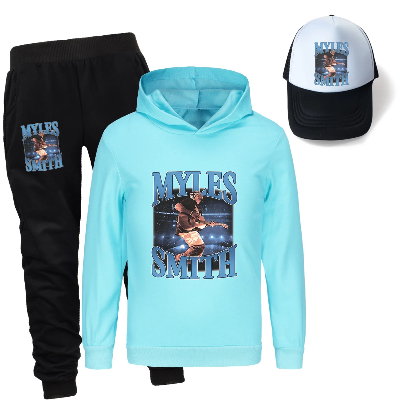 Three-Piece Hoodie, Jogger & Hat Set — 5808 Edition, Style 08 · Light Blue