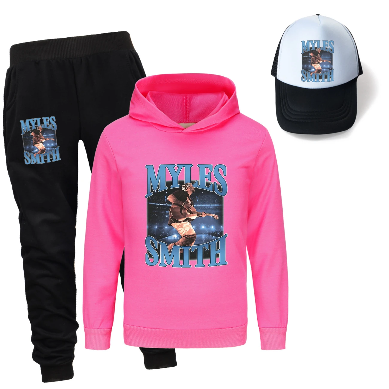 Three-Piece Hoodie, Jogger & Hat Set — 5808 Edition, Style 12 · Rose