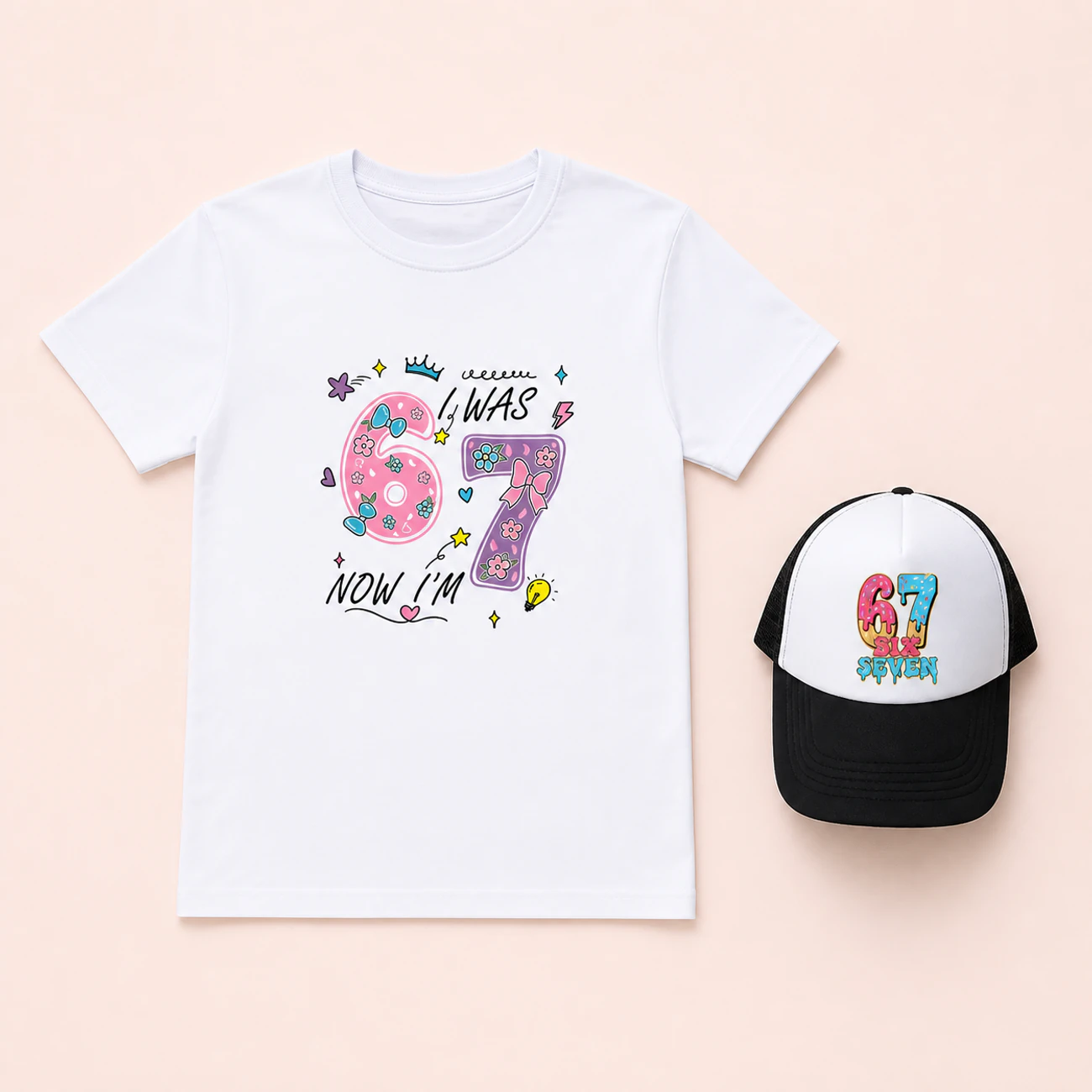 Graphic Tee & Sun Hat Set, clean product view