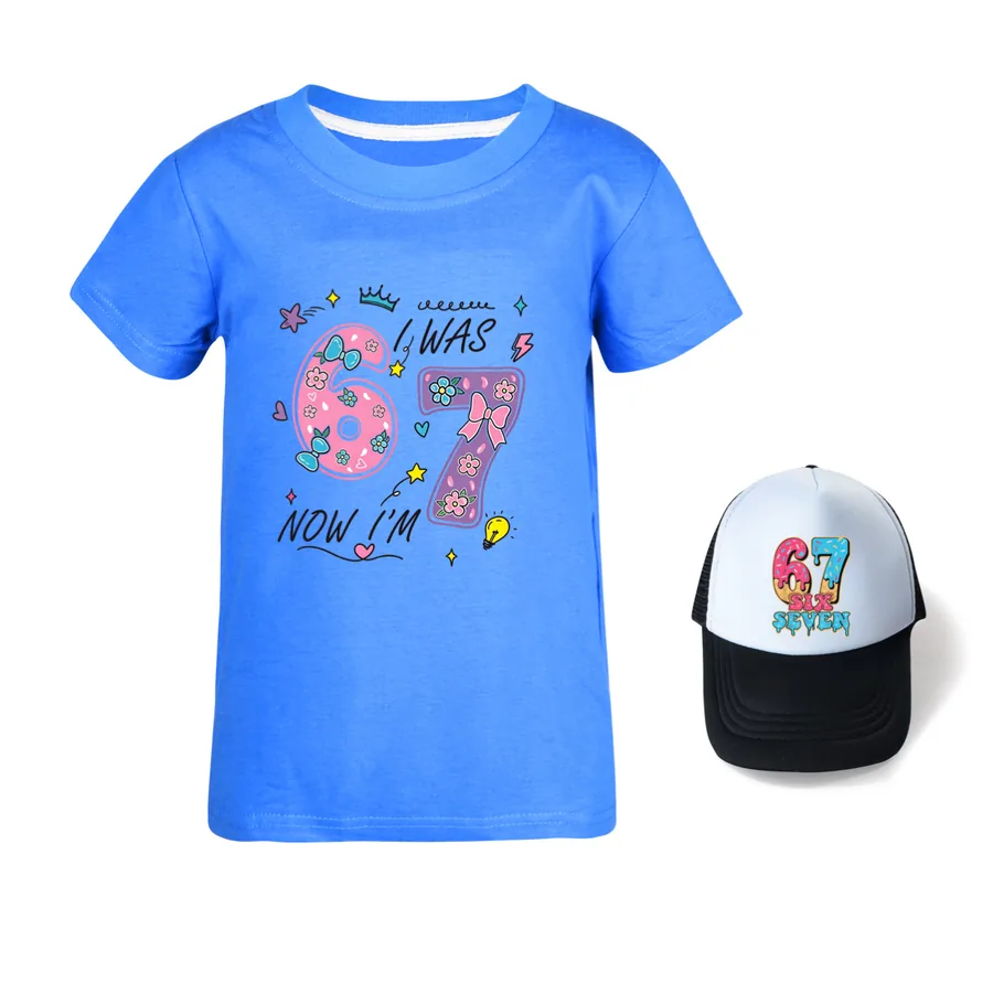 Graphic Tee & Sun Hat Set, Style 10 · Deep Blue