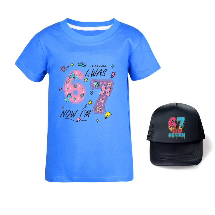 Graphic Tee & Sun Hat Set, Style 24 · Deep Blue