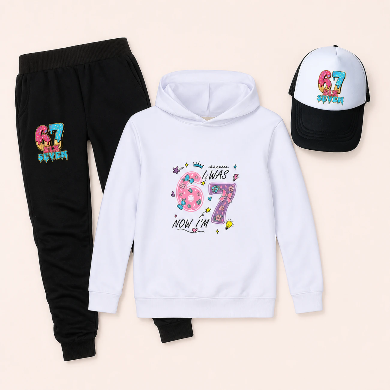 Three-Piece Hoodie, Jogger & Hat Set product view