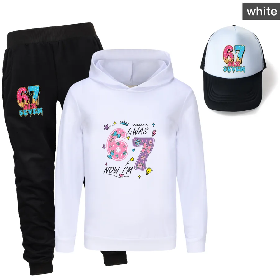 Three-Piece Hoodie, Jogger & Hat Set, Style 01 · White