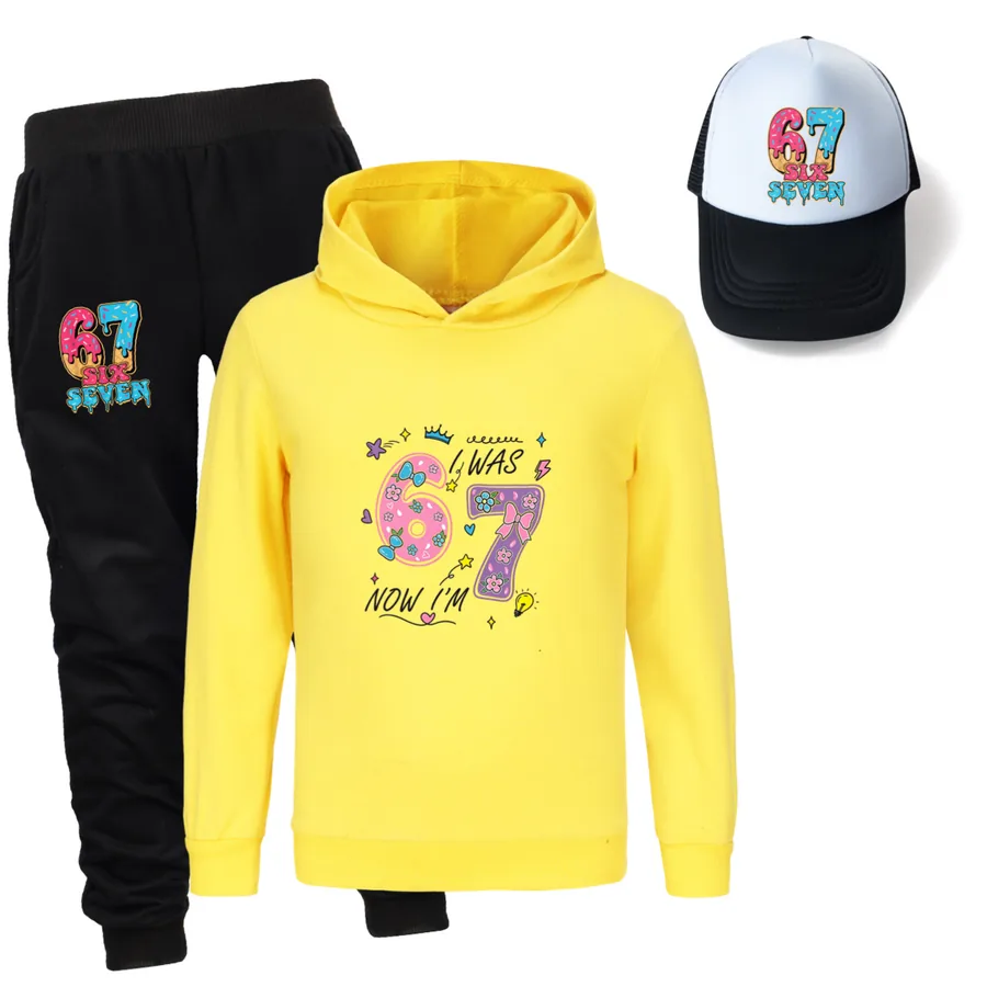Three-Piece Hoodie, Jogger & Hat Set, Style 02 · Yellow