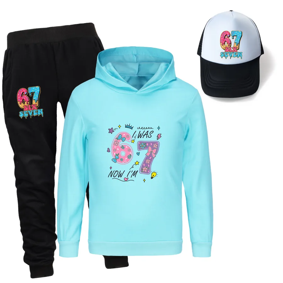 Three-Piece Hoodie, Jogger & Hat Set, Style 08 · Light Blue