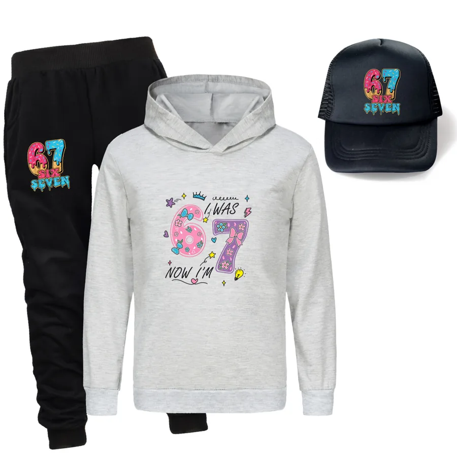 Three-Piece Hoodie, Jogger & Hat Set, Style 18 · Grey